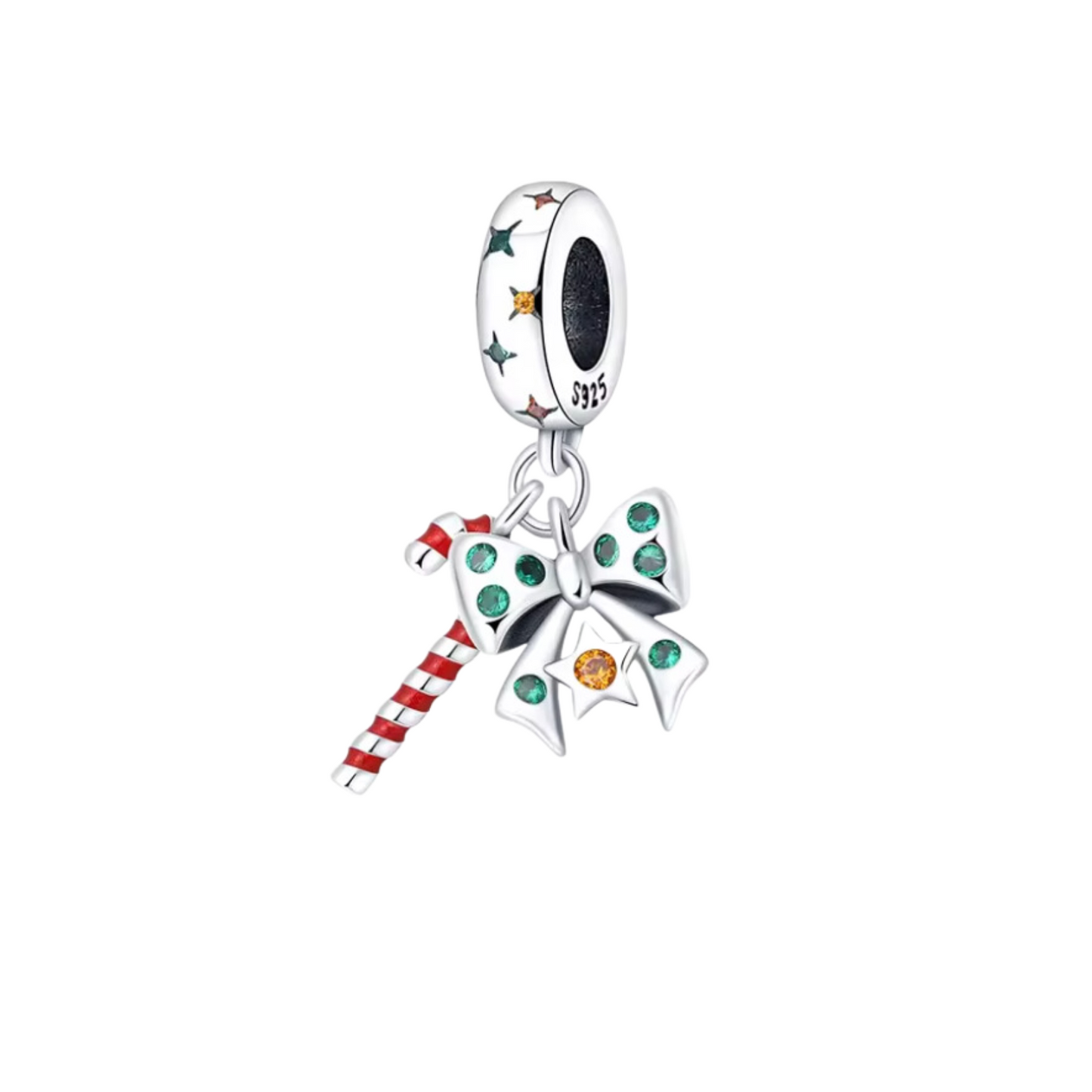 Candy Cane & Bow Charm