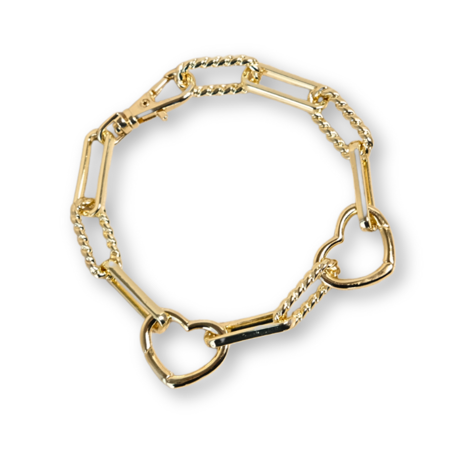 Gold Heart Charm Bracelet