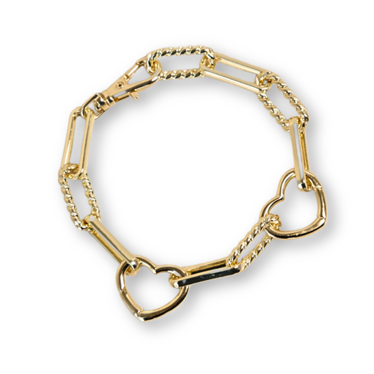 Gold Heart Charm Bracelet